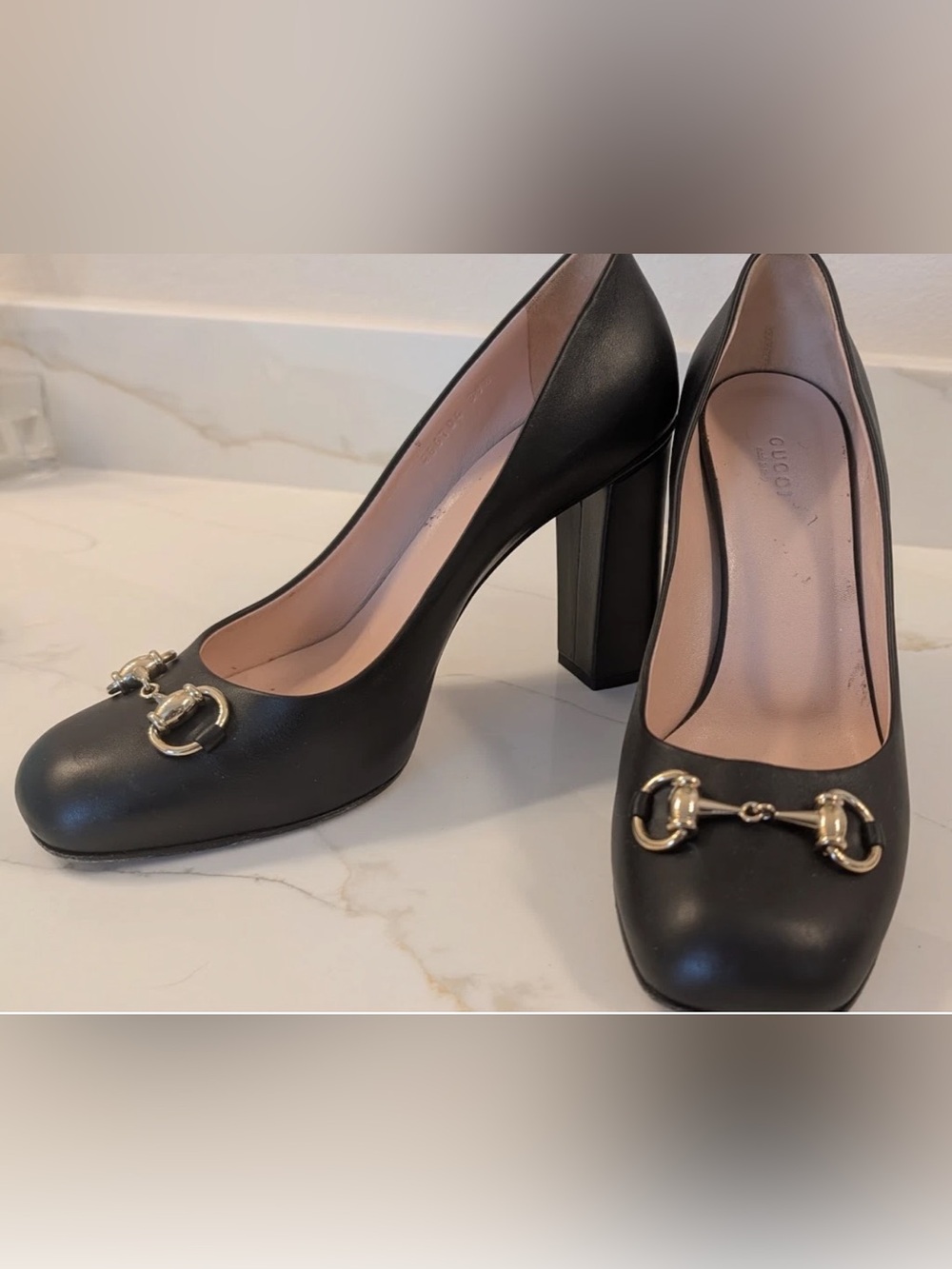 Gucci Black Heels Gold Horsebit - 2 Different Sizes: 39 and 39.5 (READ DETAILS)